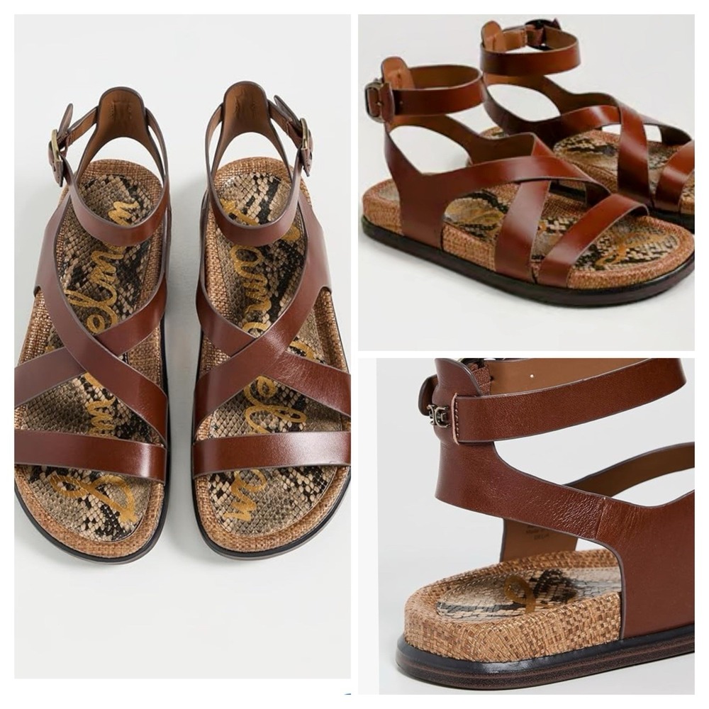 Sam Edelman Delia Gladiator LeatherSandal Size 41 |9.5 Burnt Brandy NWOB $130